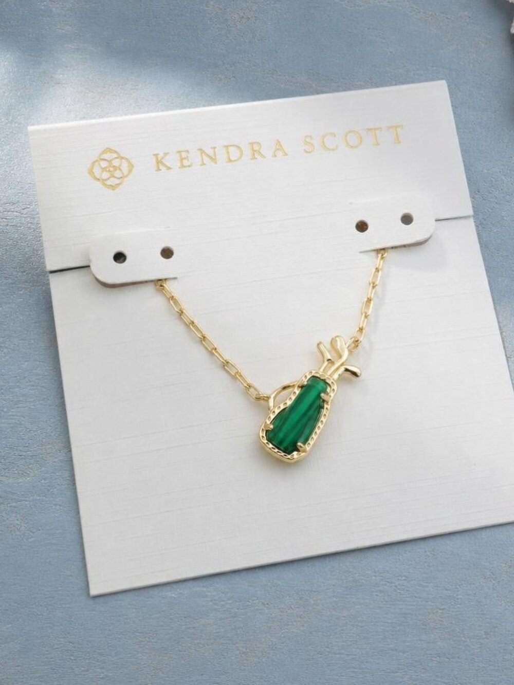 Kendra Scott Golf Gold Green Malachite Pendant Necklace